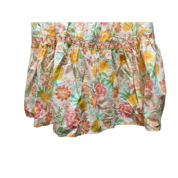 Rachel Zoe Tropical Pineapple Maxi Dress 4 Floral Embroidered Tiered Babydoll - Picture 13 of 15